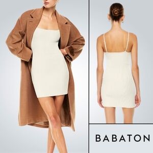 Aritzia BABATON Women's Sculpt Knit Cami Mini Dress Matte Pearl Size L